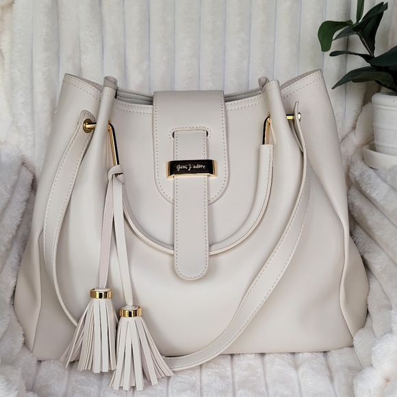Yani J'adore Cream Faux Leather Bliss Tote - Picture 1 of 11